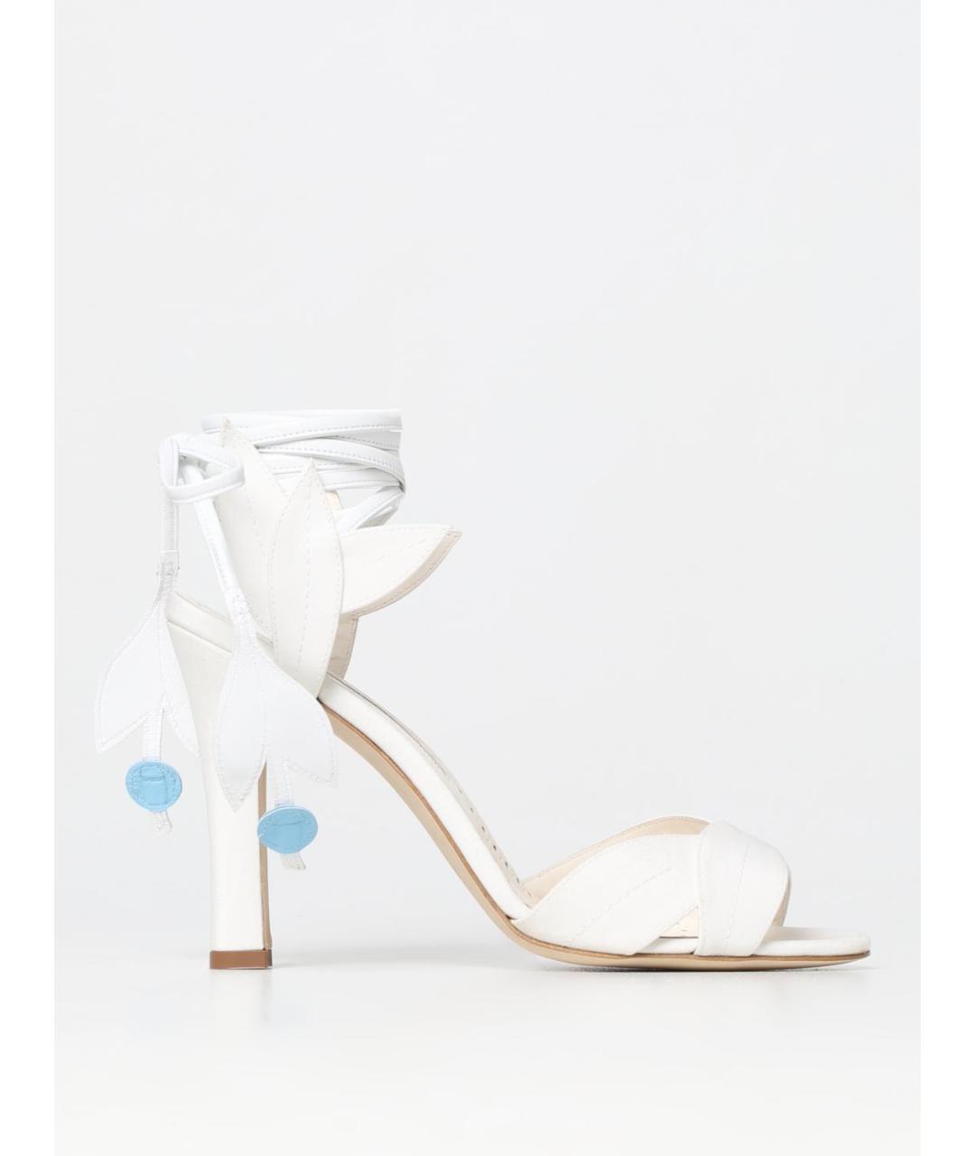 MANOLO BLAHNIK Белые текстильные босоножки, фото 4