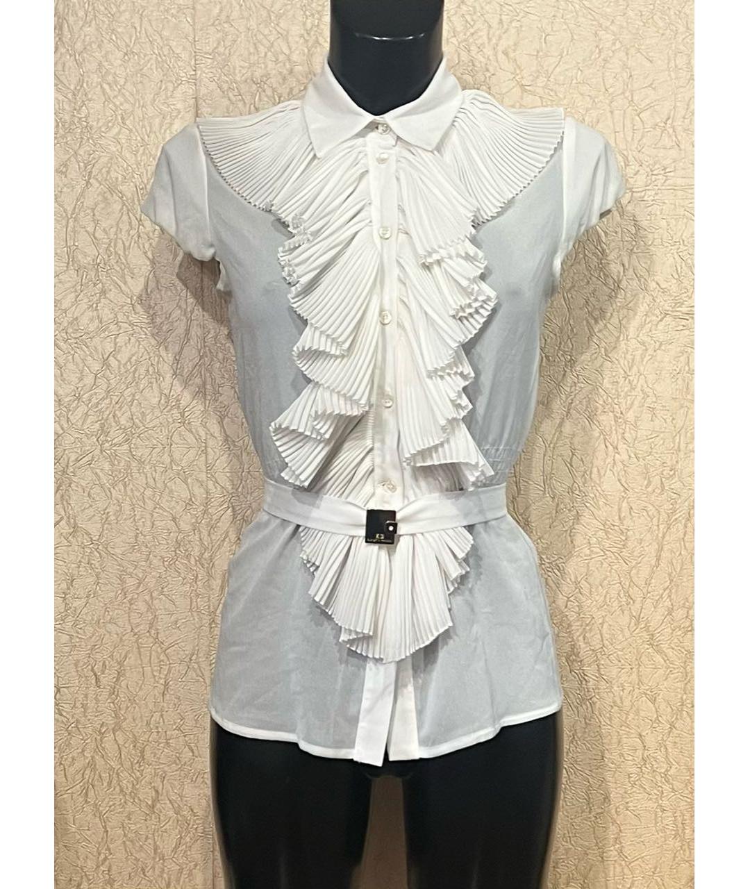 ELISABETTA FRANCHI Белая шифоновая блузы, фото 5