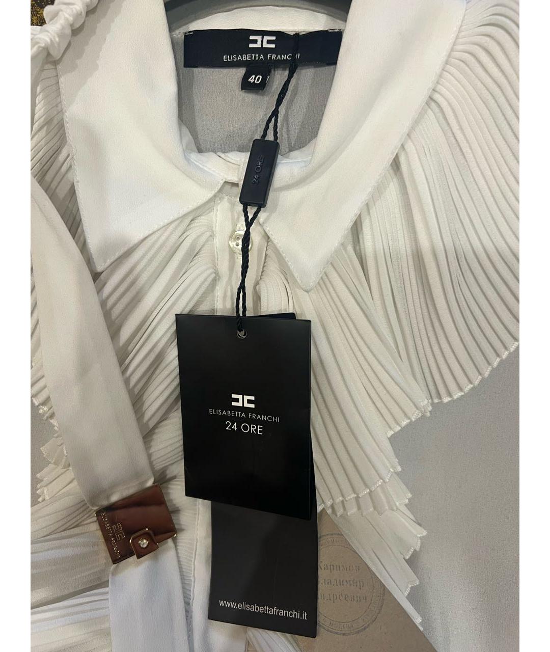 ELISABETTA FRANCHI Белая шифоновая блузы, фото 4