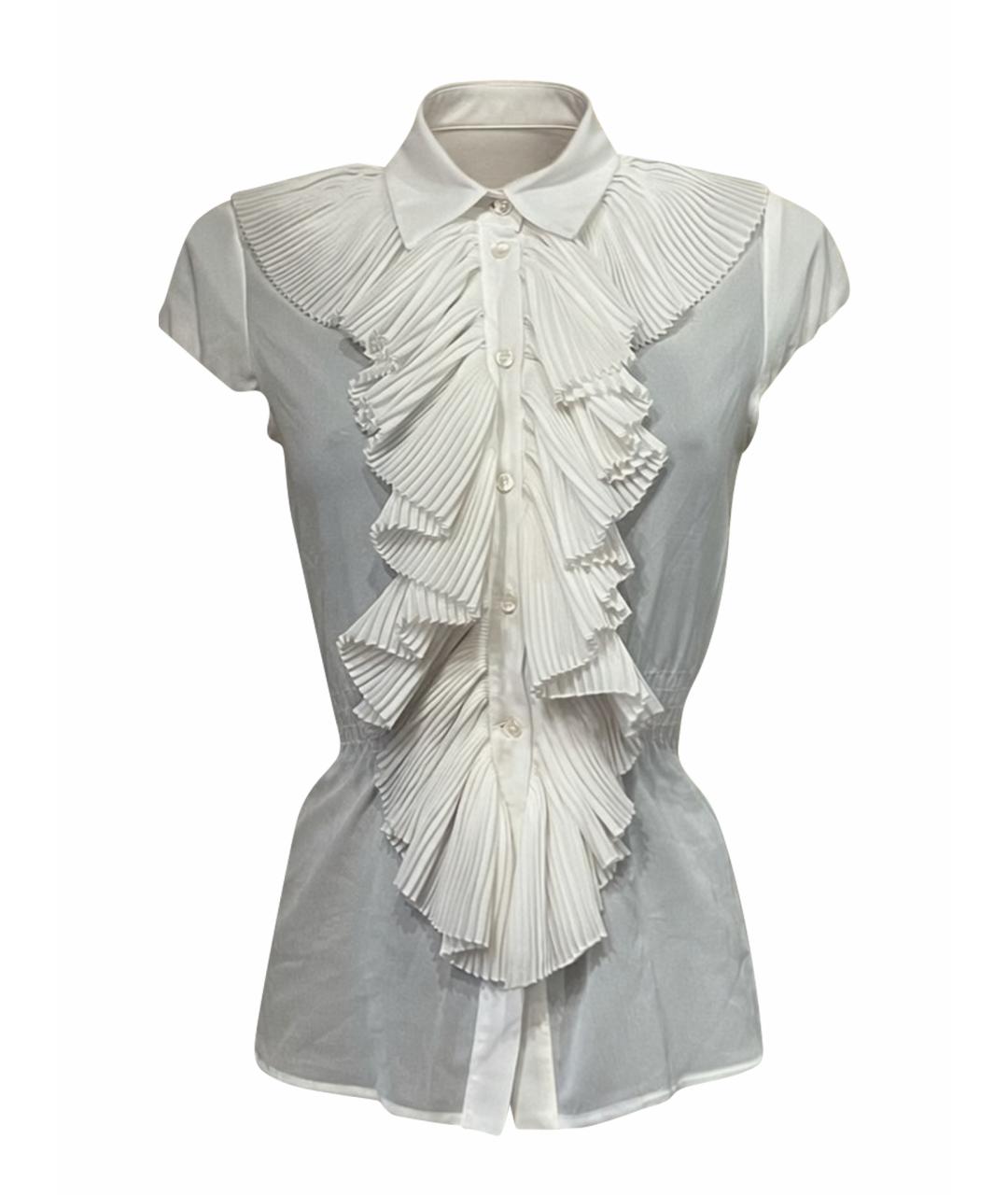 ELISABETTA FRANCHI Белая шифоновая блузы, фото 1