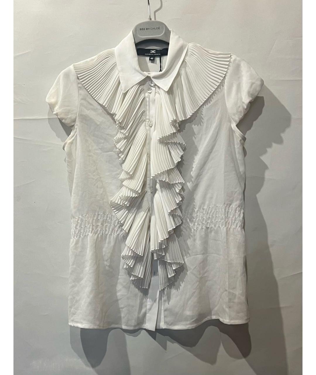 ELISABETTA FRANCHI Белая шифоновая блузы, фото 2
