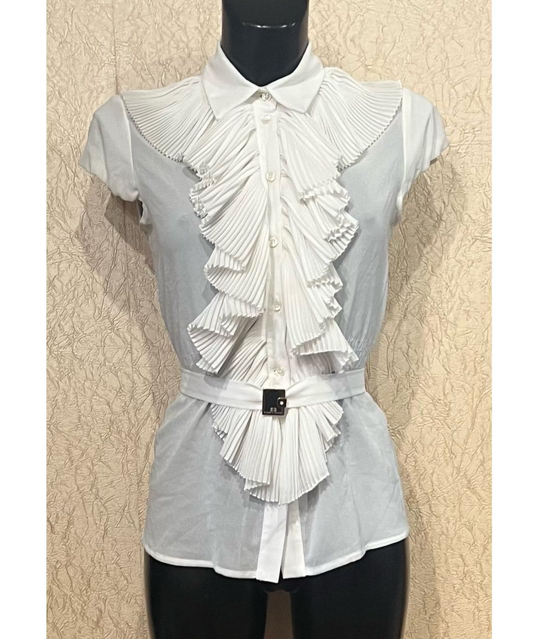 ELISABETTA FRANCHI Белая шифоновая блузы, фото 3