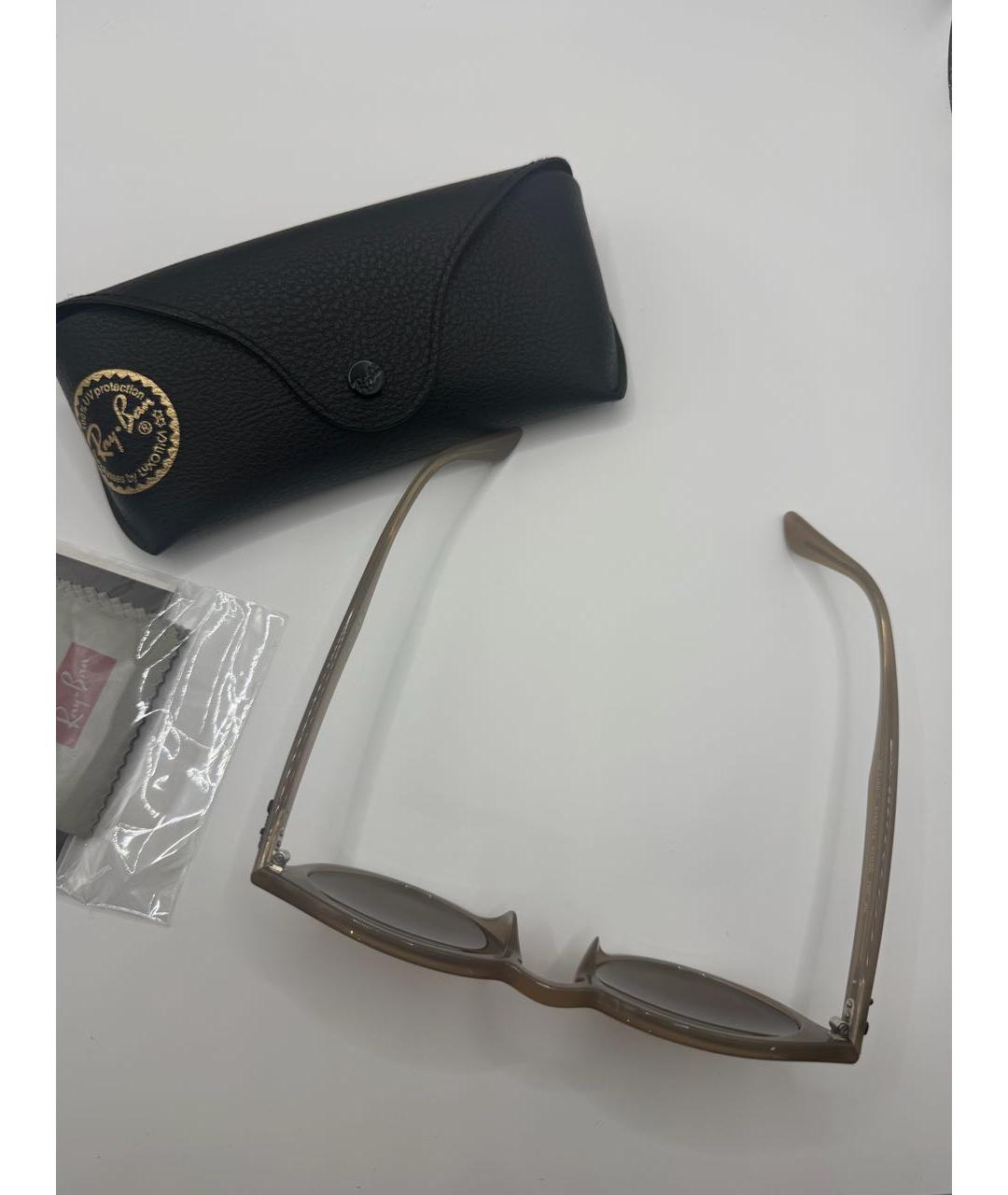 RAY BAN Бежевые пластиковые солнцезащитные очки, фото 2