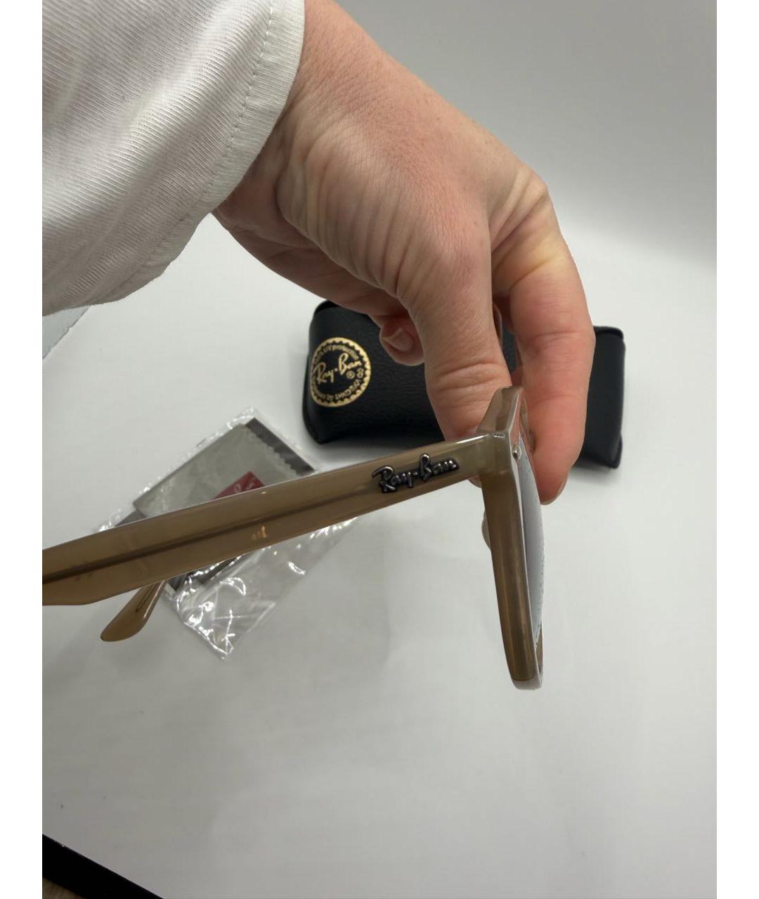 RAY BAN Бежевые пластиковые солнцезащитные очки, фото 3
