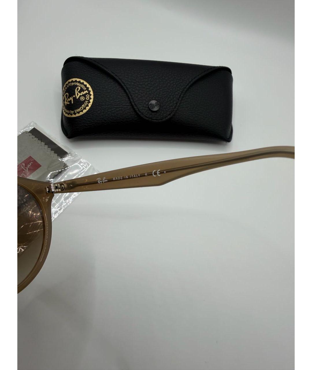 RAY BAN Бежевые пластиковые солнцезащитные очки, фото 5