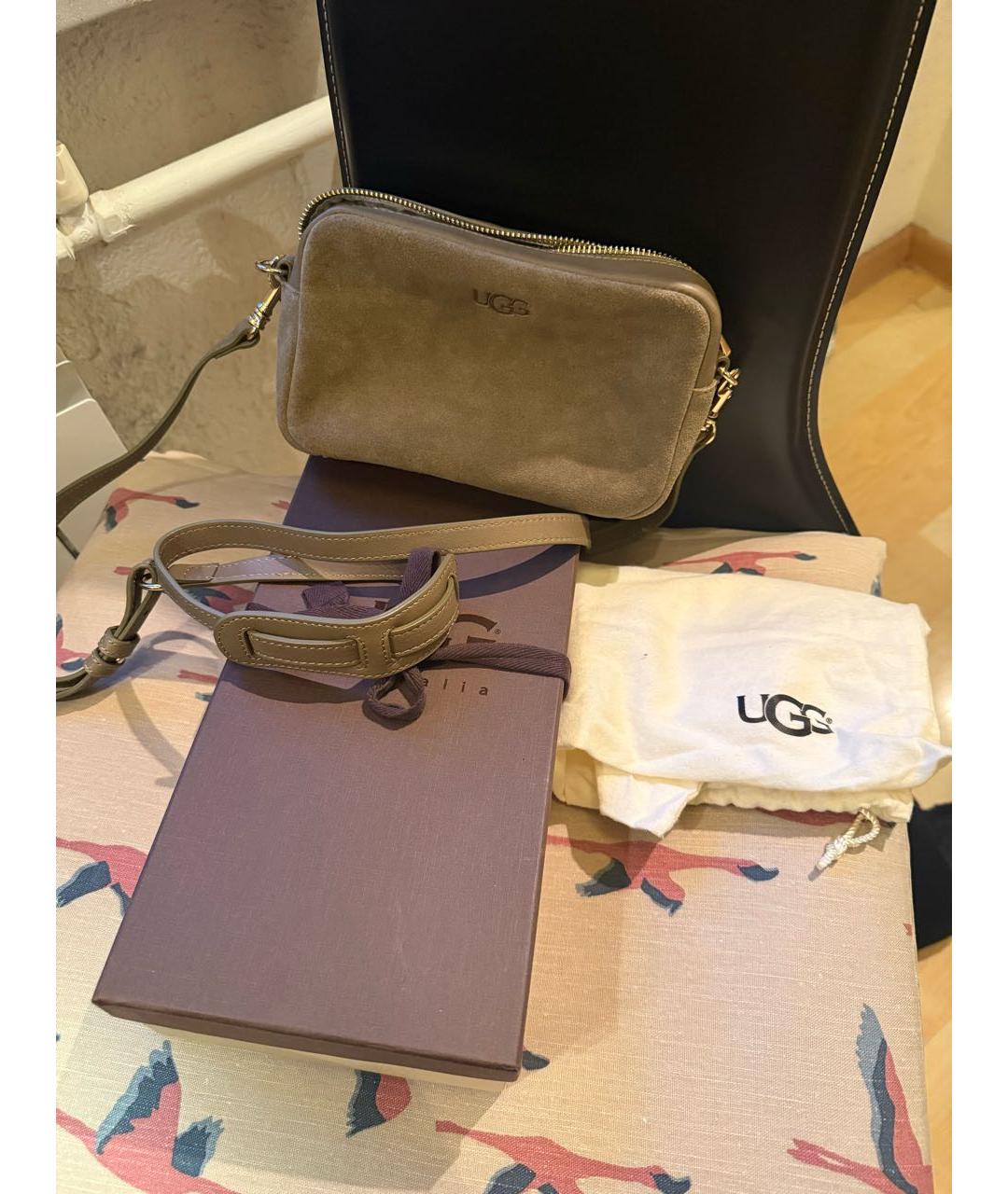 UGG AUSTRALIA Бежевая замшевая сумка через плечо, фото 2