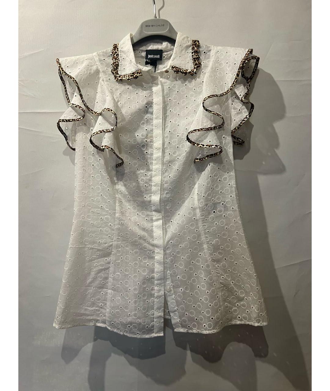 ROBERTO CAVALLI Белая хлопковая блузы, фото 2