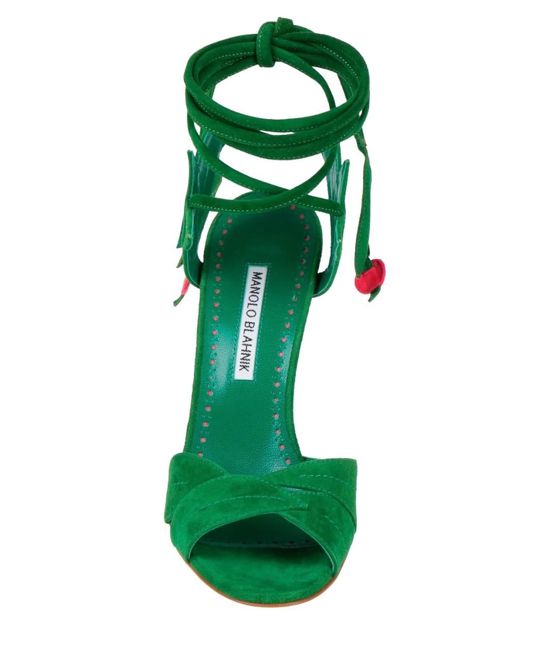 MANOLO BLAHNIK Зеленые замшевые босоножки, фото 3