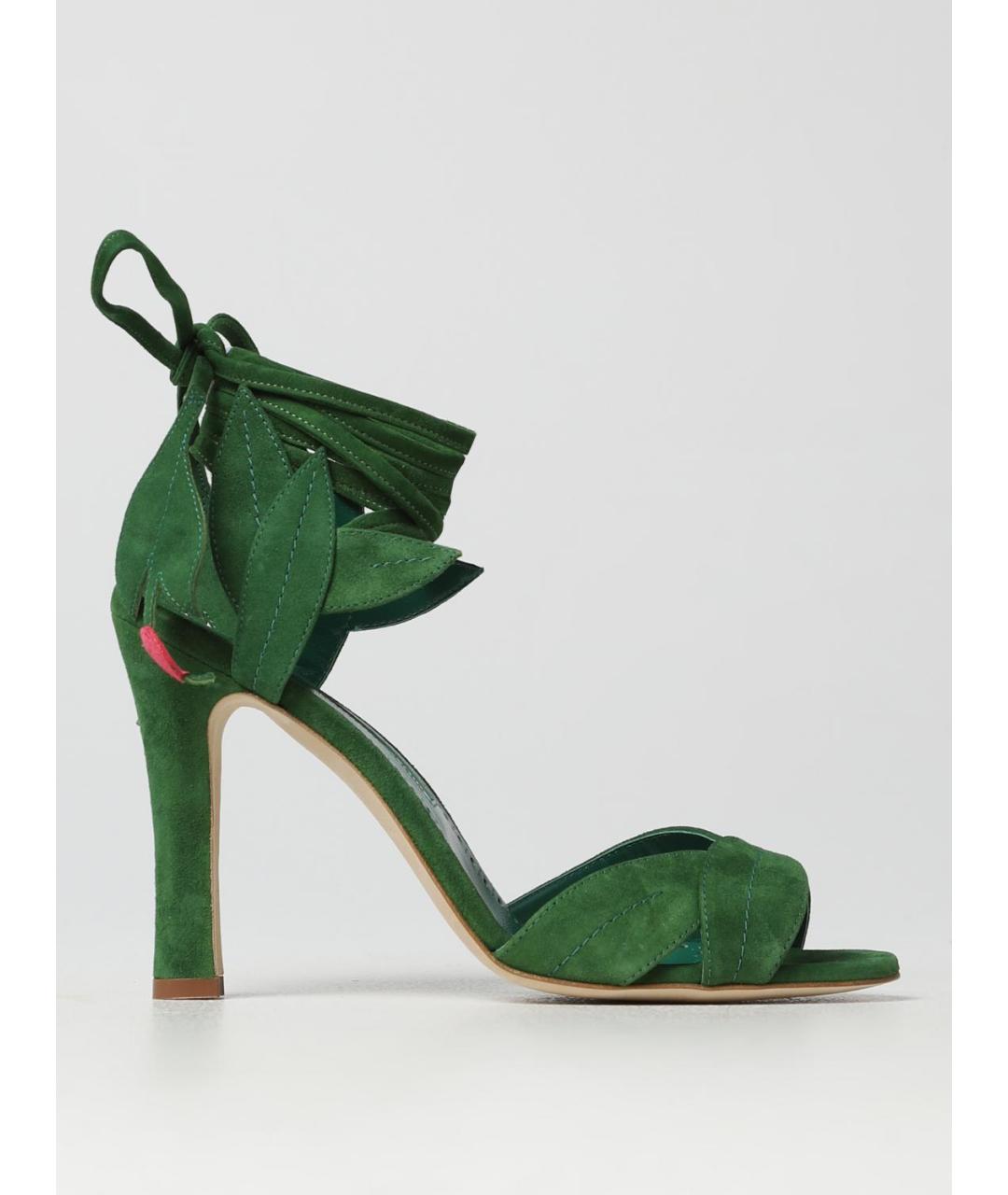 MANOLO BLAHNIK Зеленые замшевые босоножки, фото 5