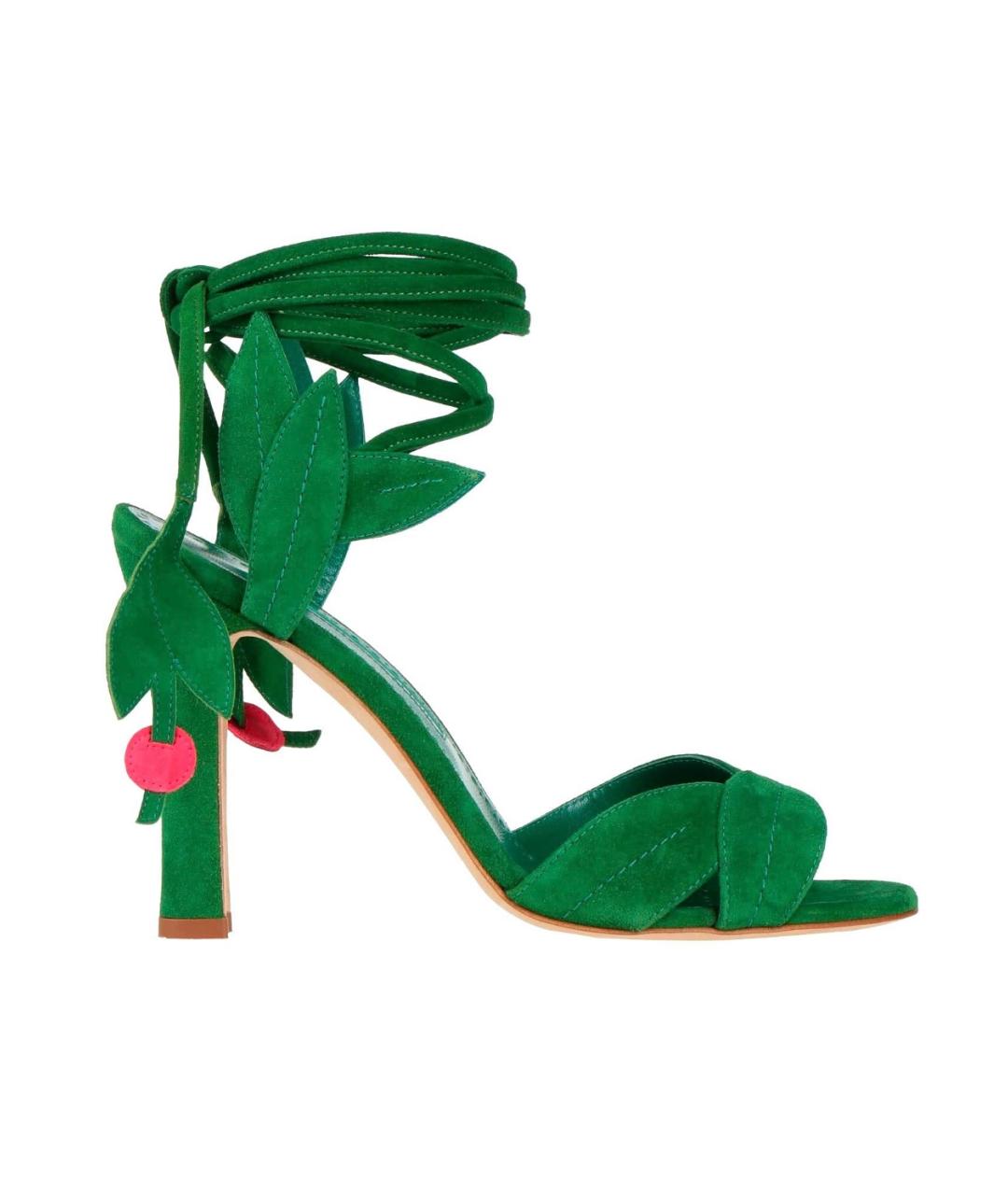 MANOLO BLAHNIK Зеленые замшевые босоножки, фото 1