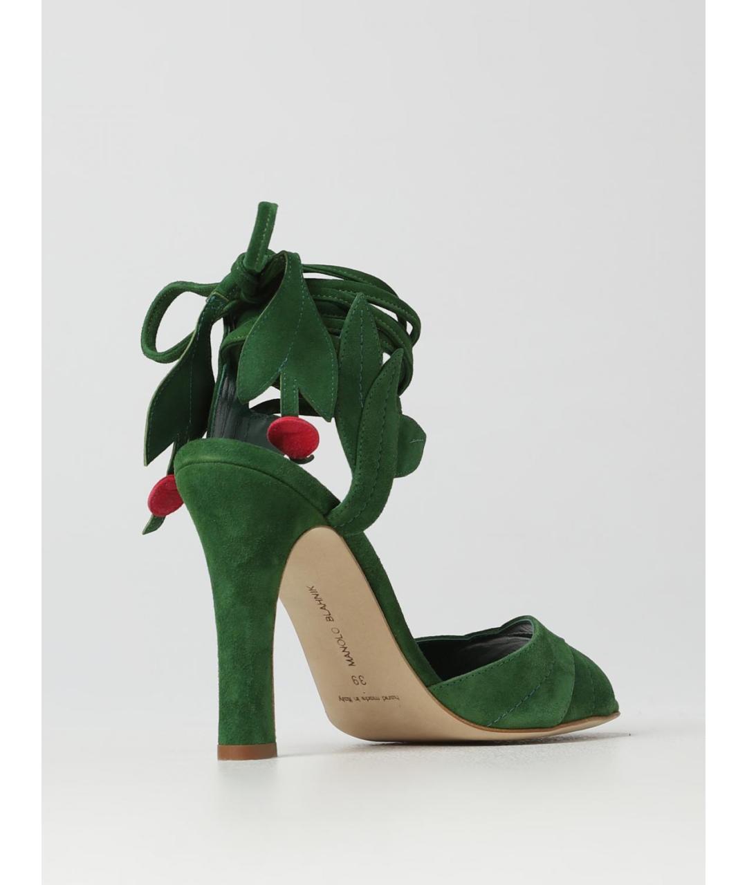 MANOLO BLAHNIK Зеленые замшевые босоножки, фото 6