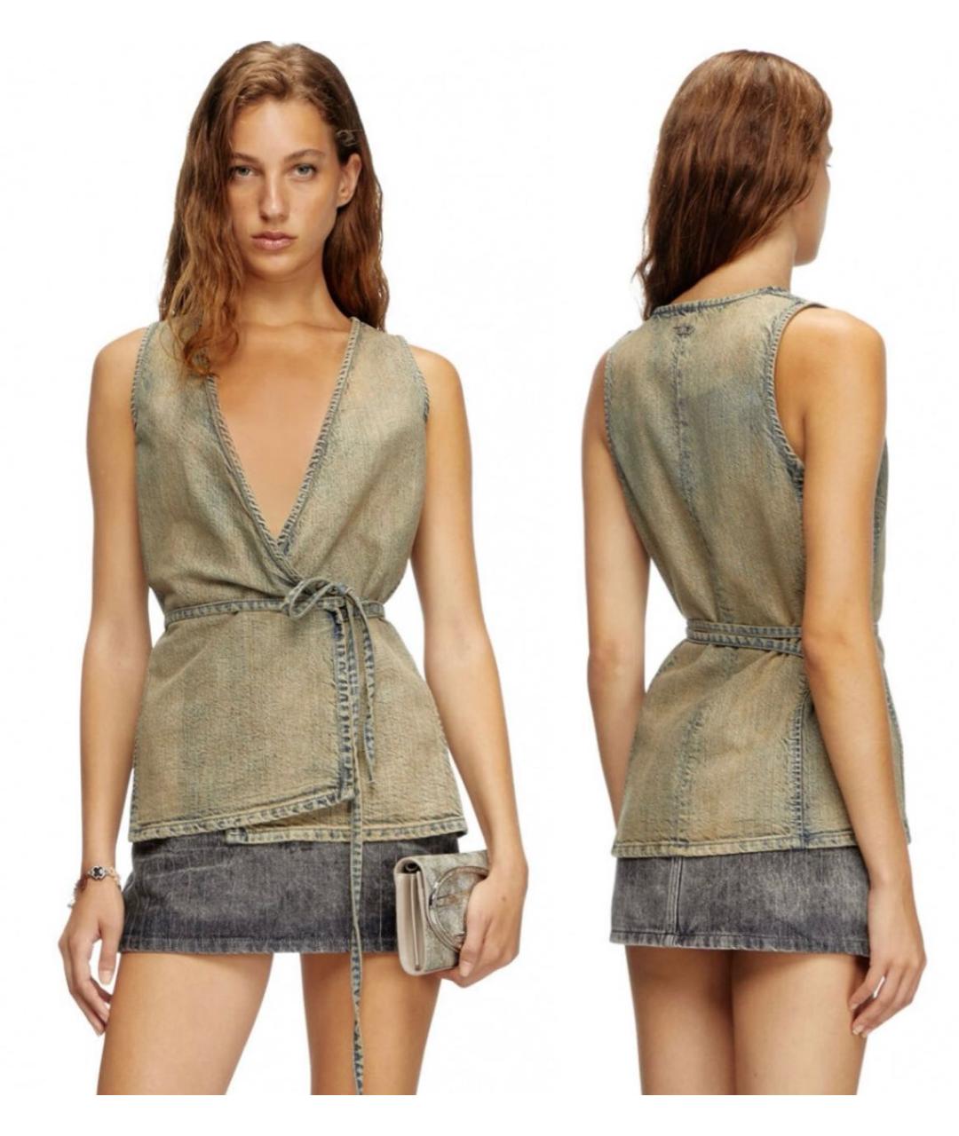 DIESEL Хаки деним майка, фото 2