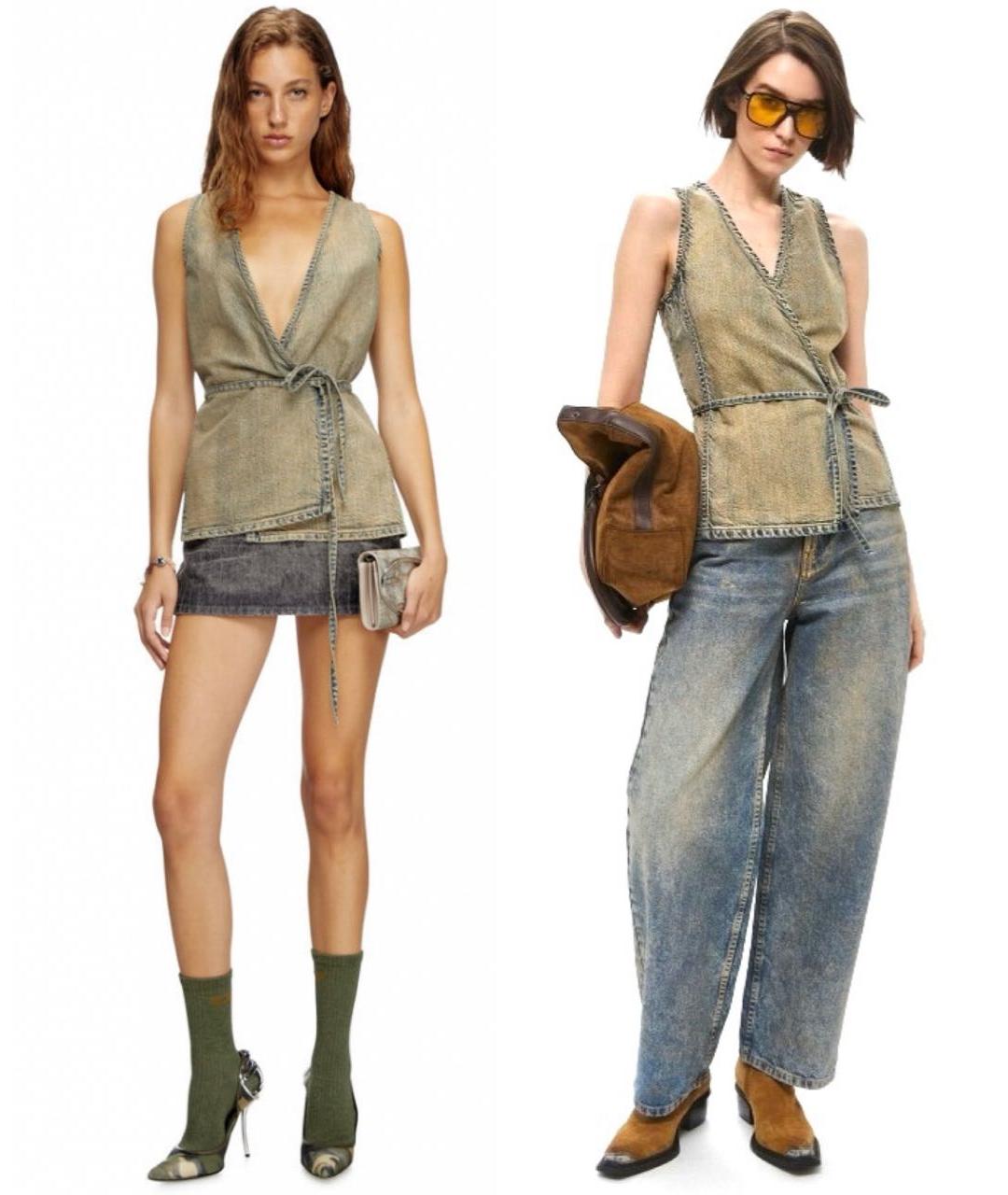 DIESEL Хаки деним майка, фото 6