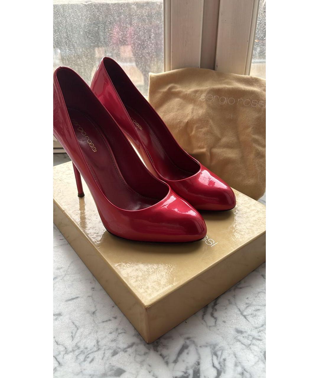 SERGIO ROSSI Красные кожаные туфли, фото 3