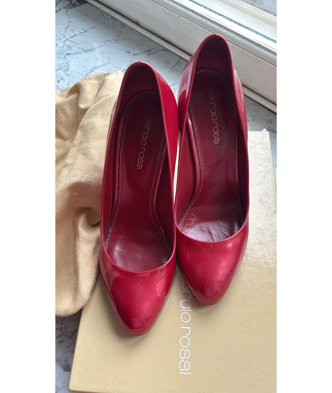 SERGIO ROSSI Красные кожаные туфли, фото 2
