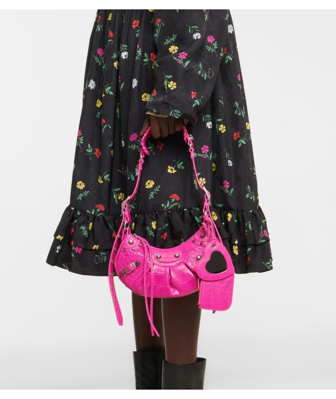 BALENCIAGA Фуксия кожаная сумка через плечо, фото 6