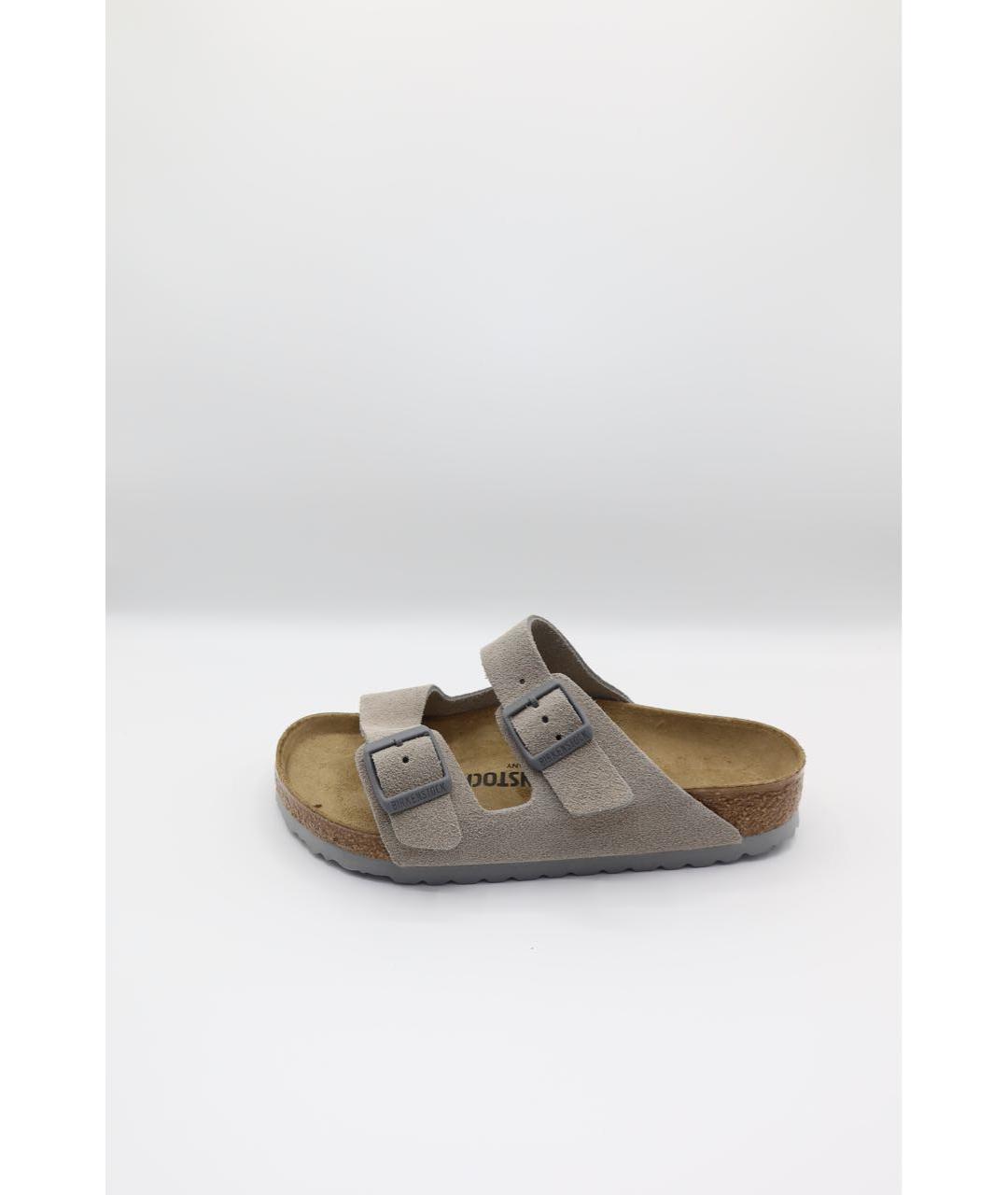 BIRKENSTOCK Бежевые замшевые шлепанцы, фото 6