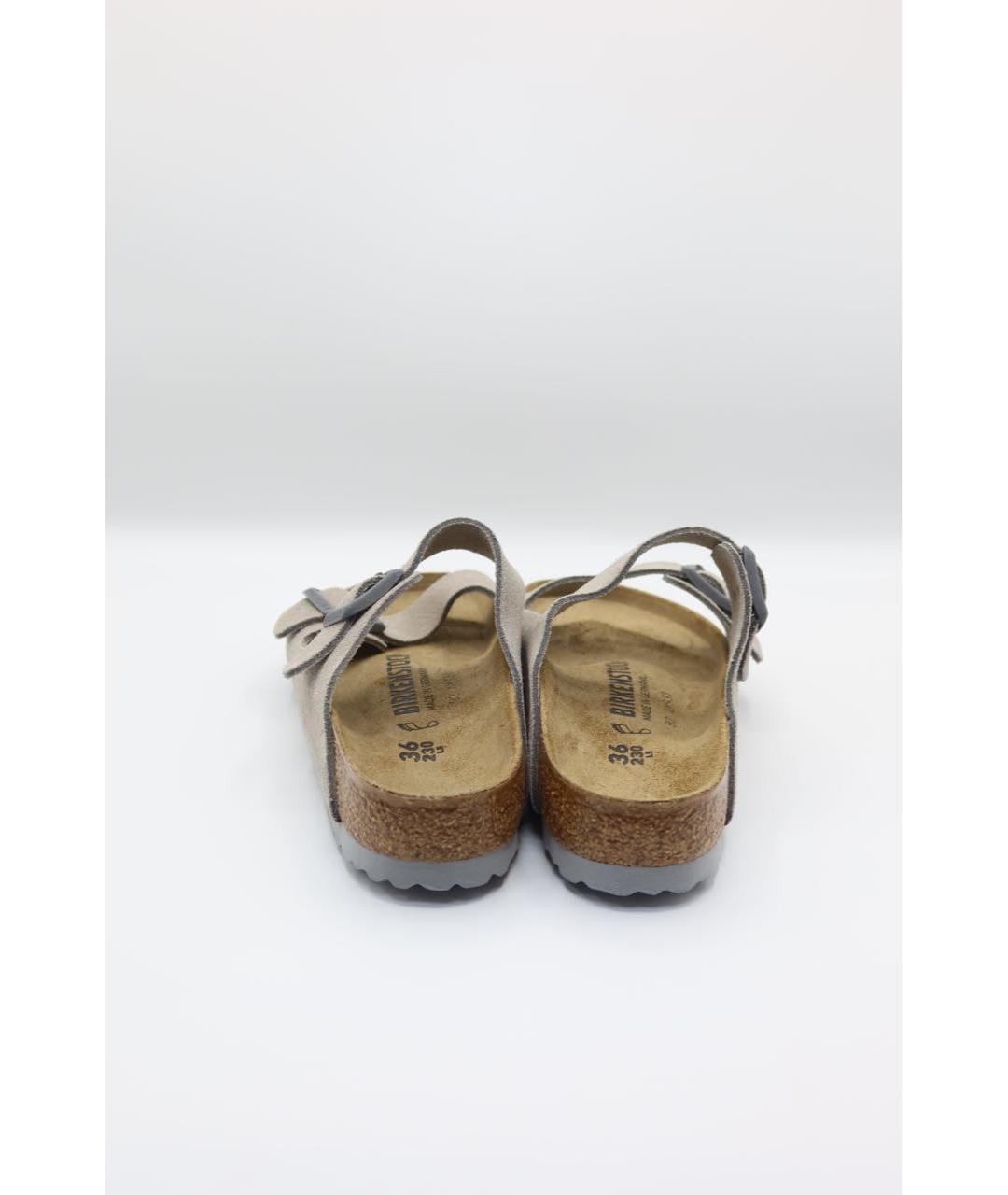 BIRKENSTOCK Бежевые замшевые шлепанцы, фото 4