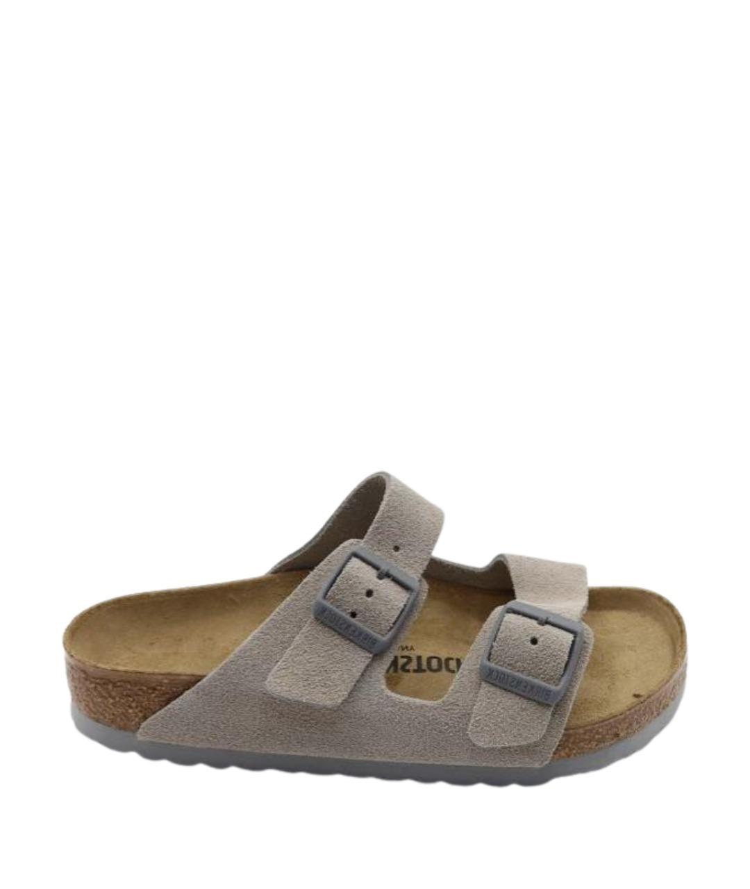 BIRKENSTOCK Серые замшевые шлепанцы, фото 1