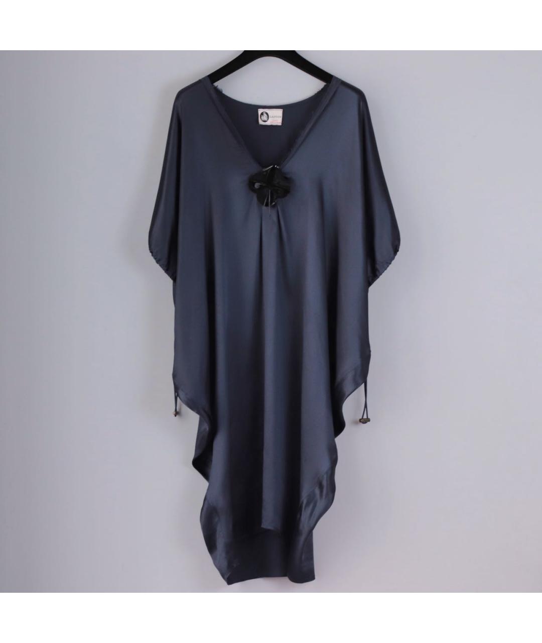 LANVIN Темно-синее шелковое коктейльное платье, фото 9