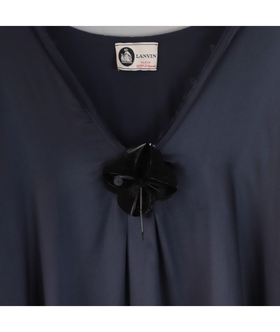 LANVIN Темно-синее шелковое коктейльное платье, фото 3
