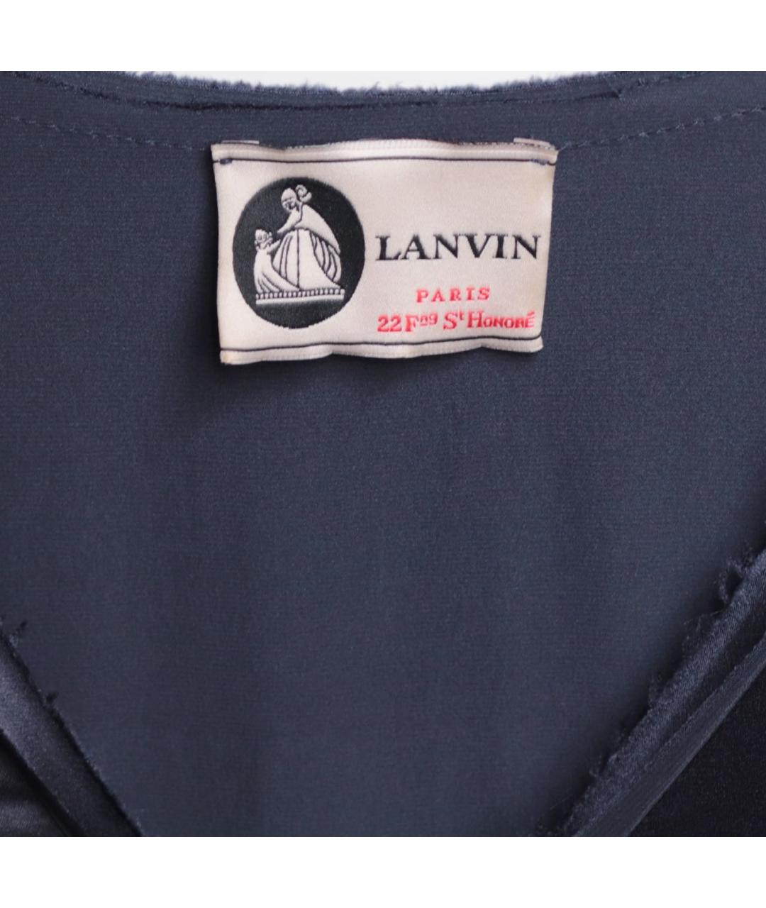 LANVIN Темно-синее шелковое коктейльное платье, фото 4