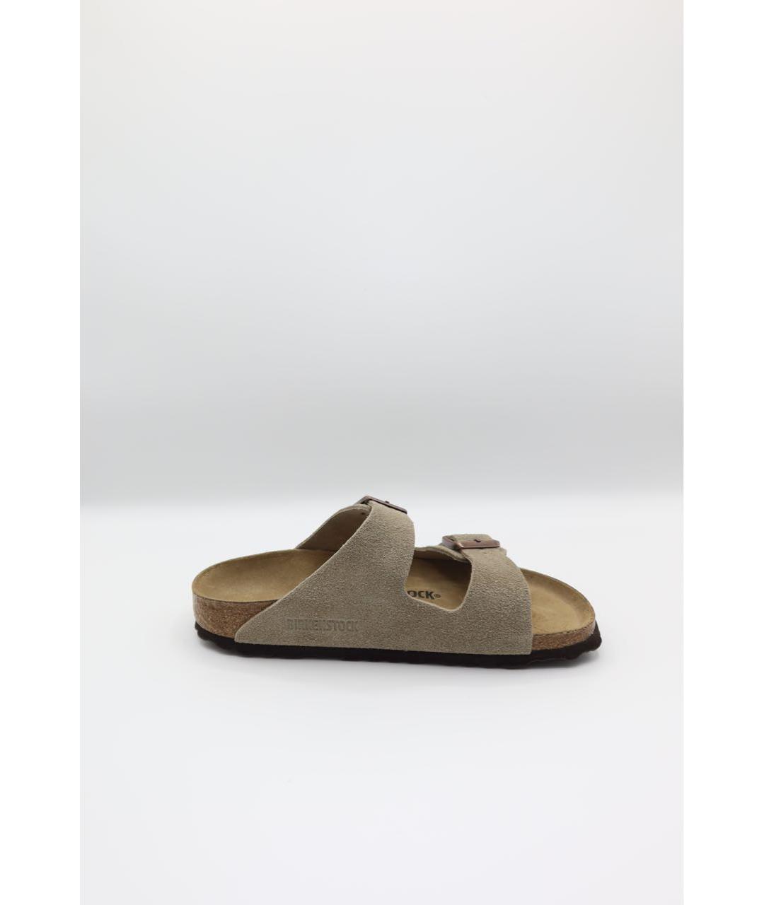 BIRKENSTOCK Серые замшевые шлепанцы, фото 3