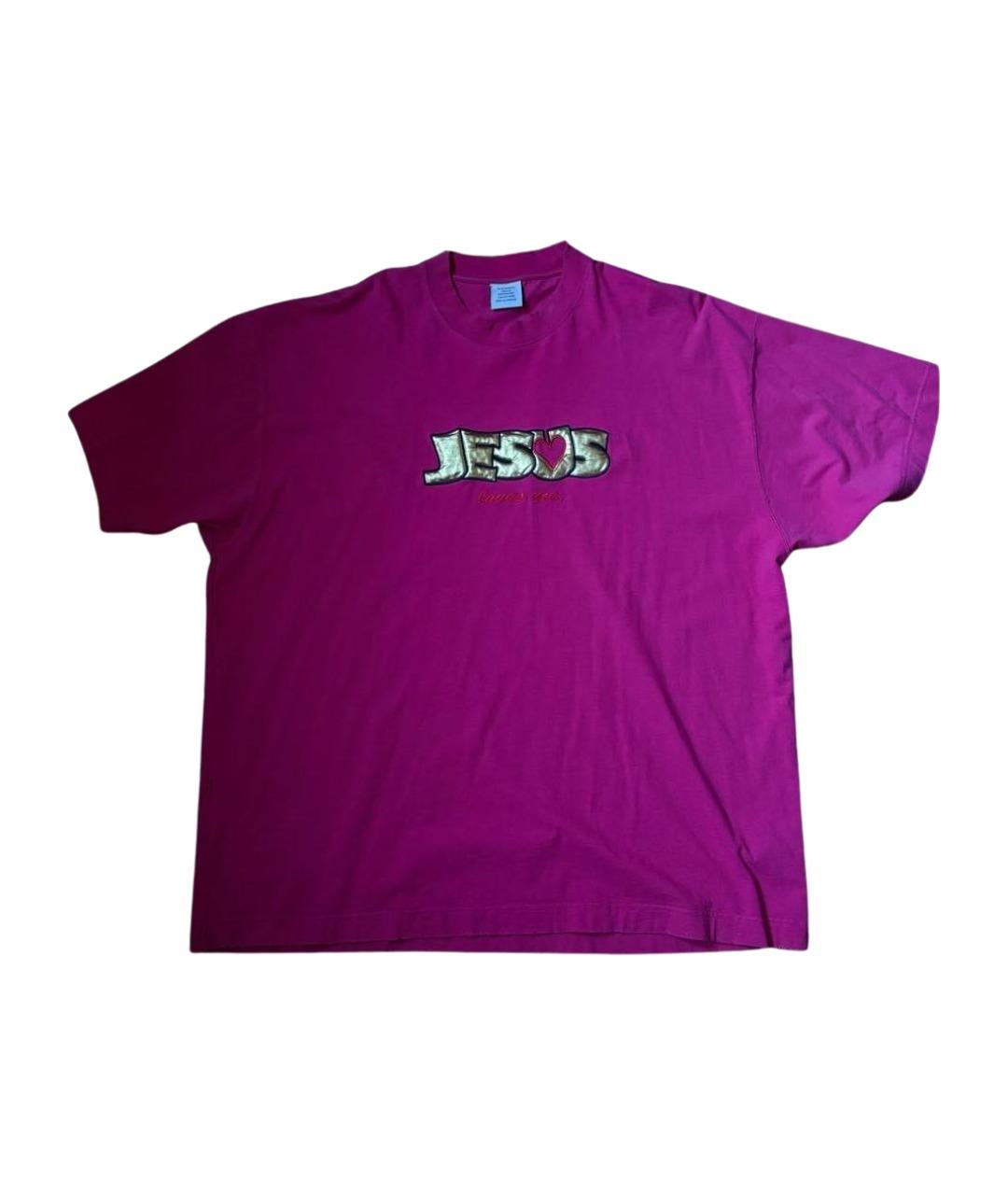 VETEMENTS Розовая хлопковая футболка, фото 1