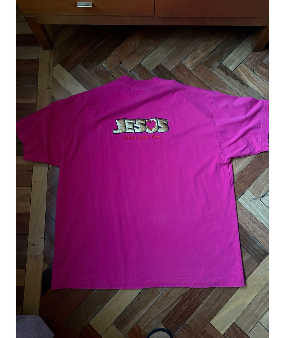 VETEMENTS Розовая хлопковая футболка, фото 2