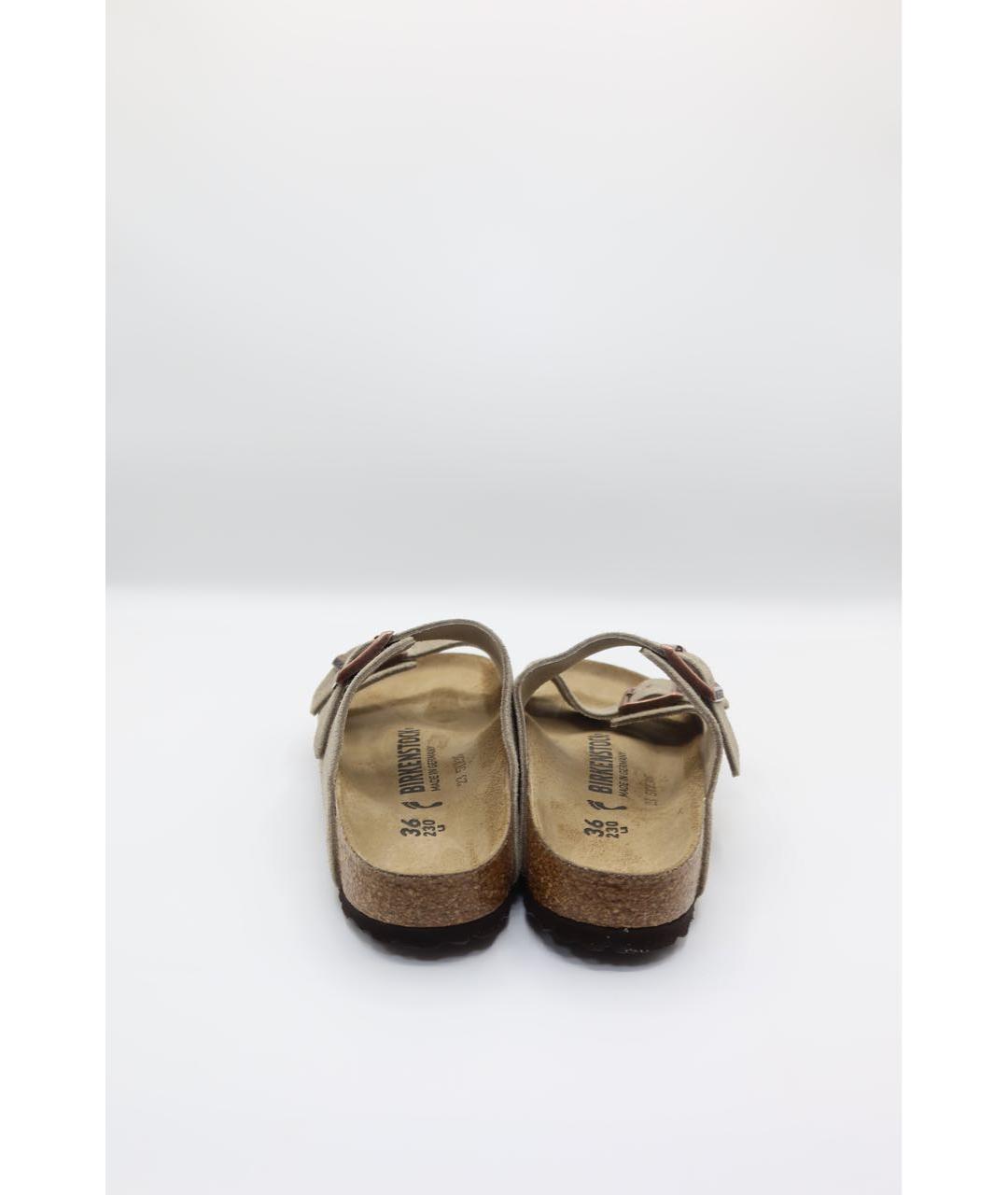 BIRKENSTOCK Бежевые замшевые шлепанцы, фото 4