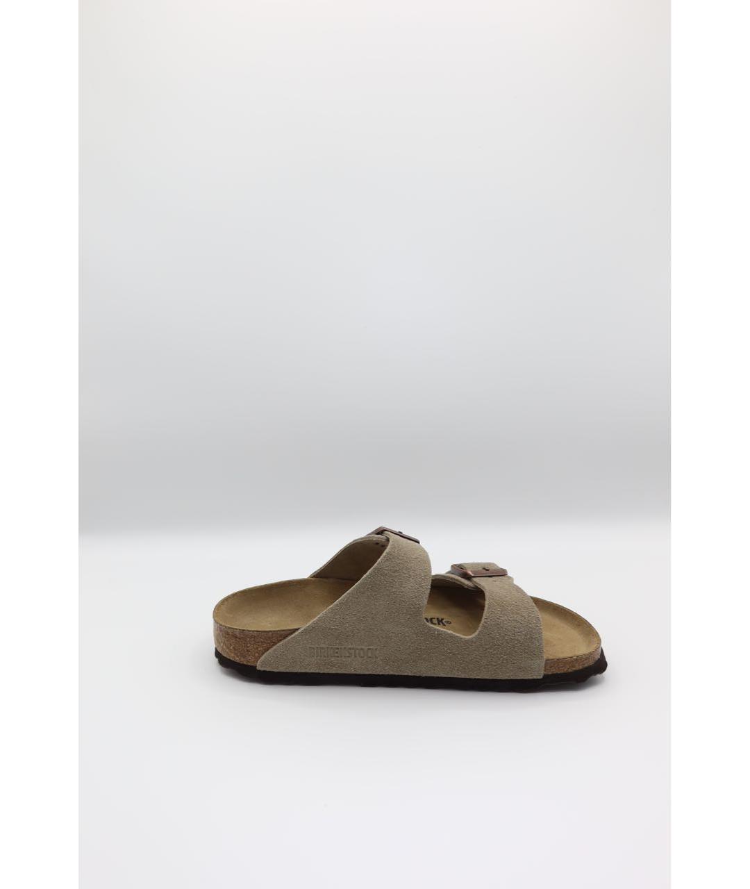 BIRKENSTOCK Бежевые замшевые шлепанцы, фото 2