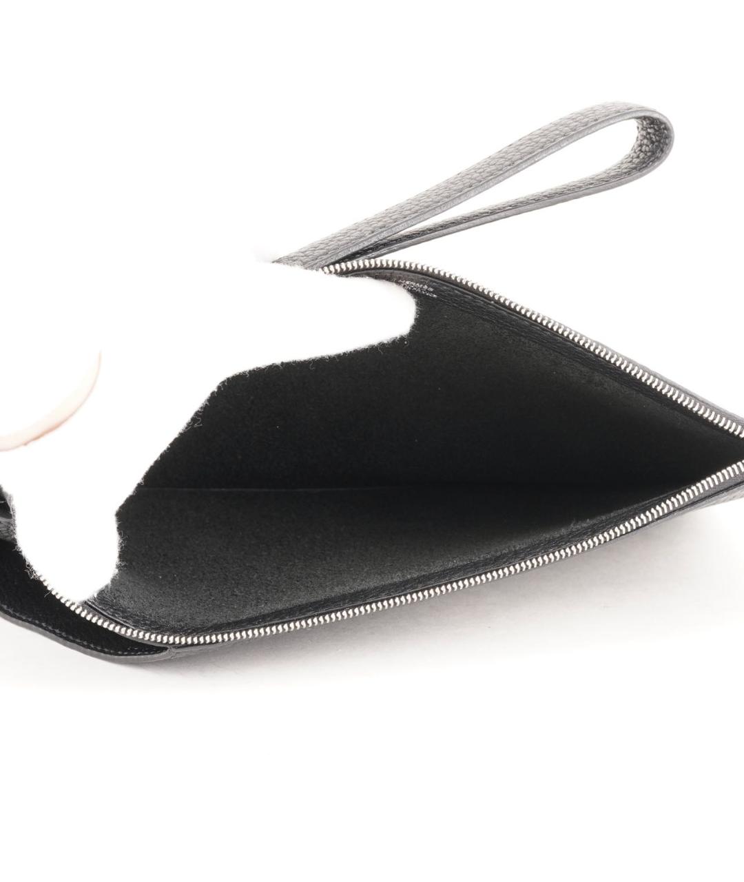 HERMES Черная кожаная барсетка, фото 7