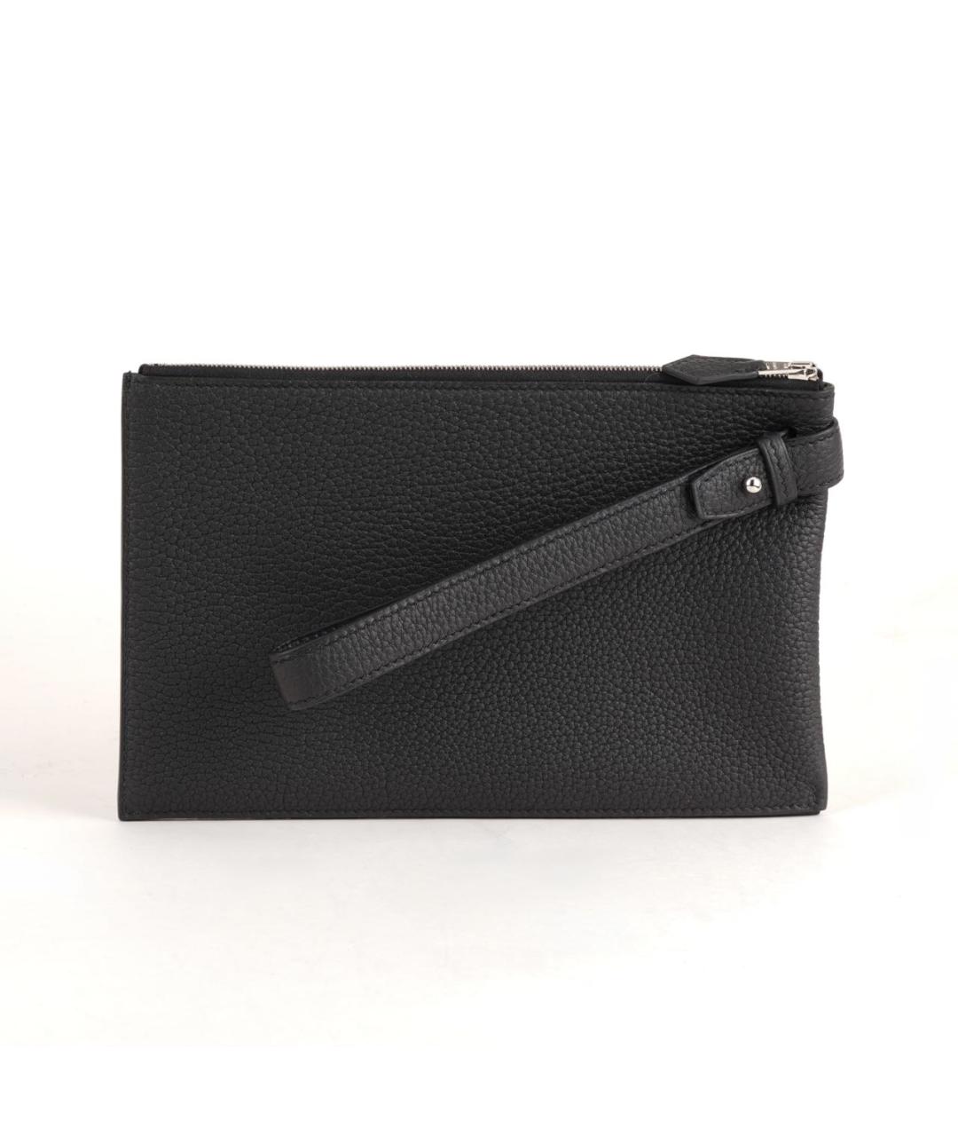 HERMES Черная кожаная барсетка, фото 9