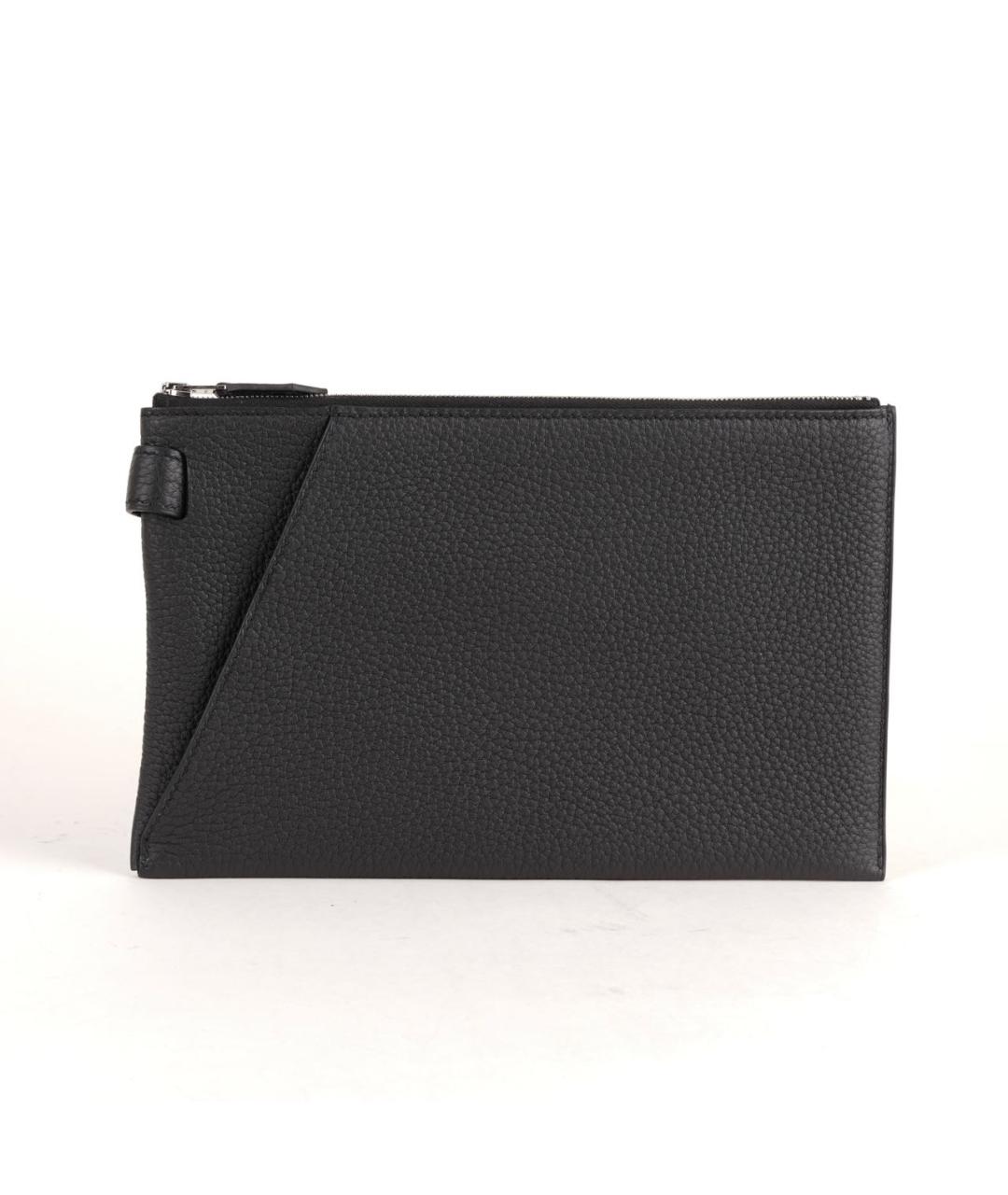 HERMES Черная кожаная барсетка, фото 3