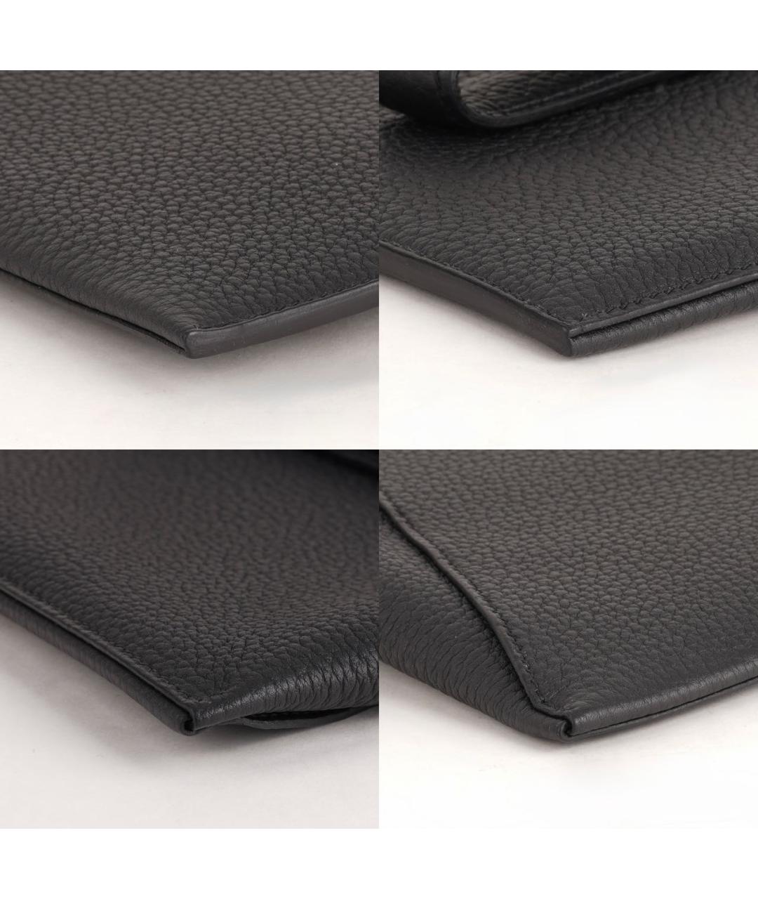 HERMES Черная кожаная барсетка, фото 8