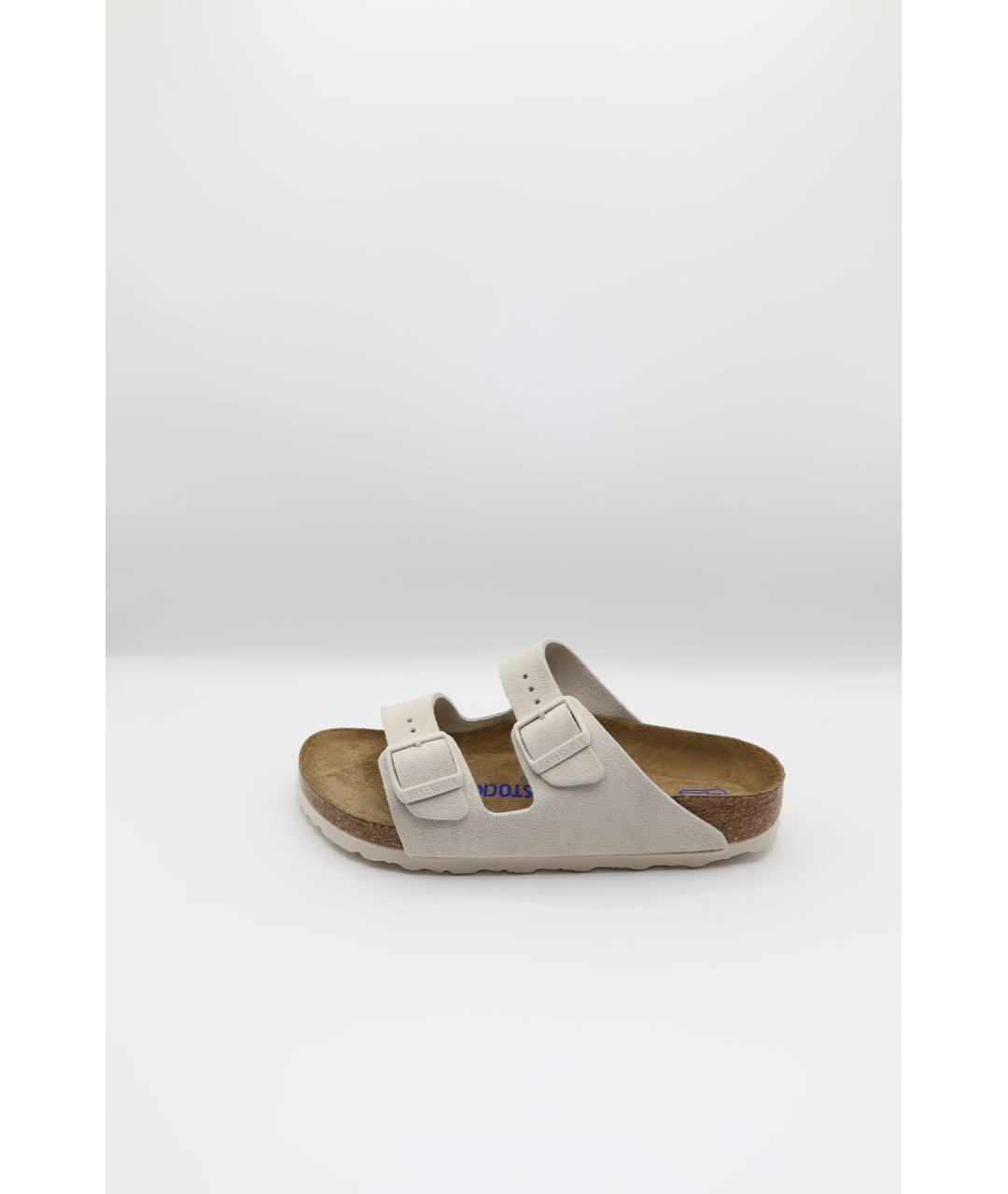 BIRKENSTOCK Белые замшевые шлепанцы, фото 6