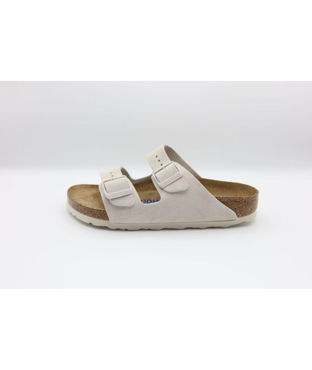 BIRKENSTOCK Белые замшевые шлепанцы, фото 2