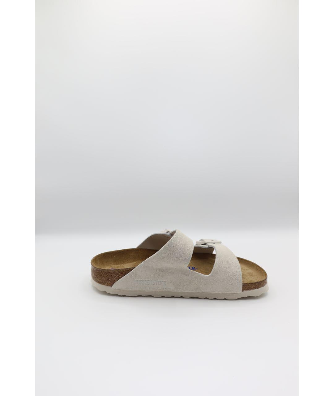 BIRKENSTOCK Белые замшевые шлепанцы, фото 3