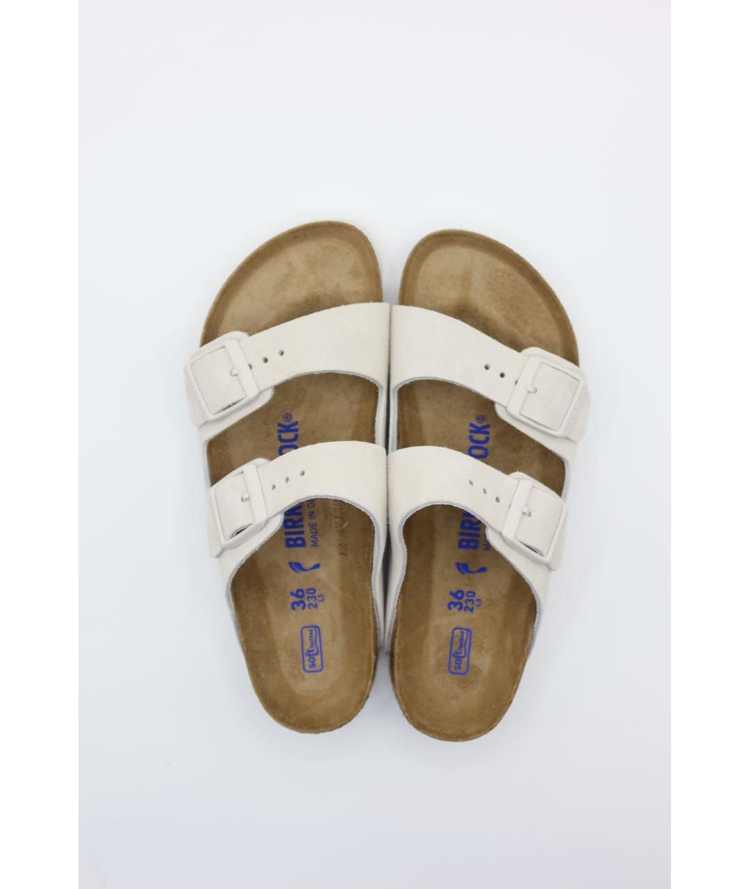 BIRKENSTOCK Белые замшевые шлепанцы, фото 5