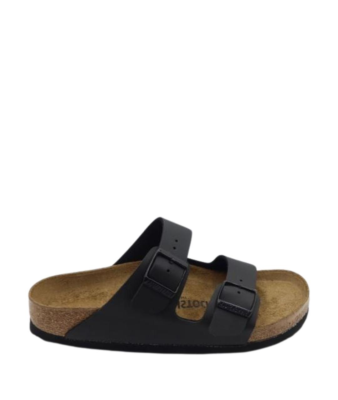 BIRKENSTOCK Черные шлепанцы из искусственной кожи, фото 1