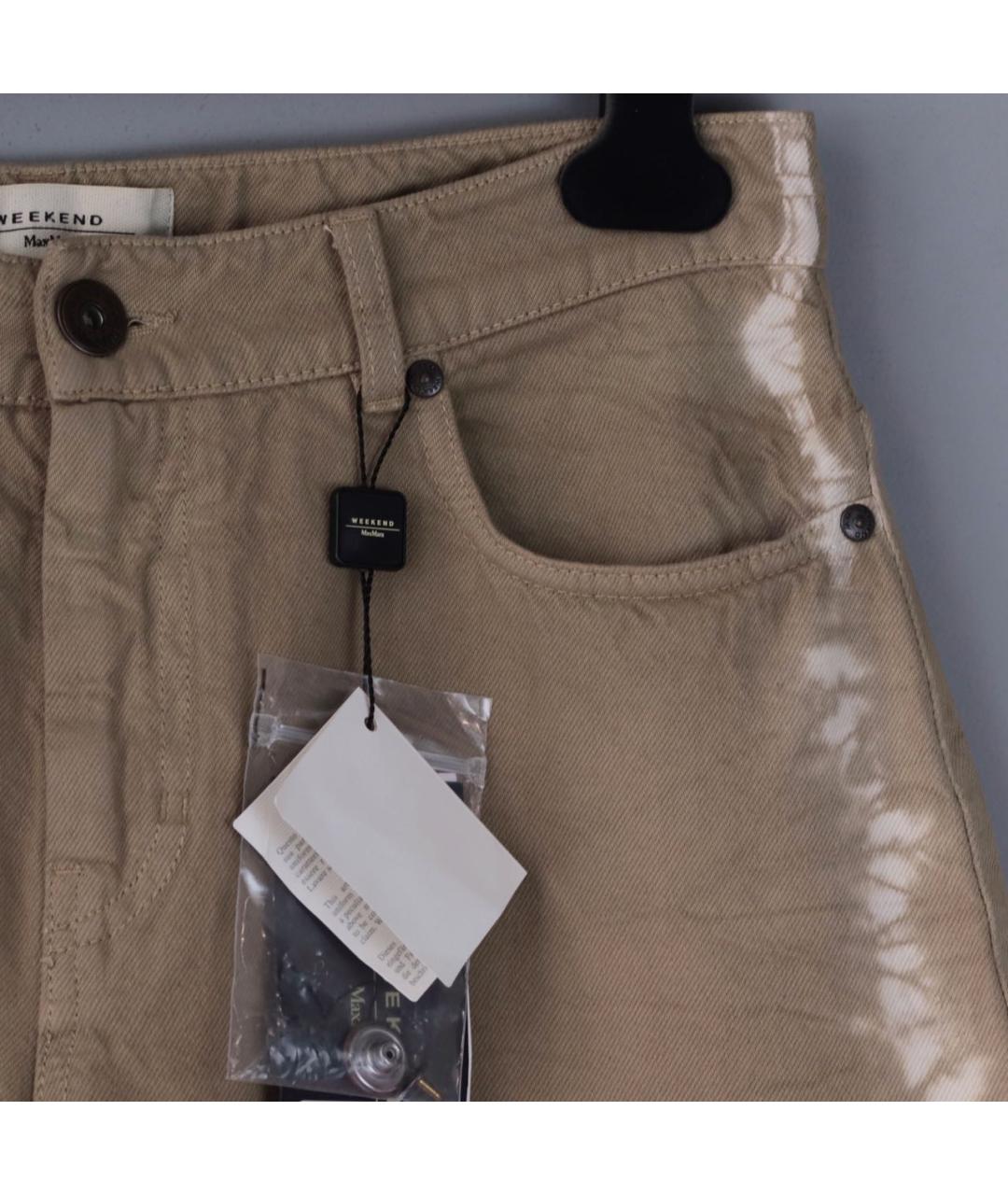 WEEKEND MAX MARA Бежевые хлопковые прямые джинсы, фото 5
