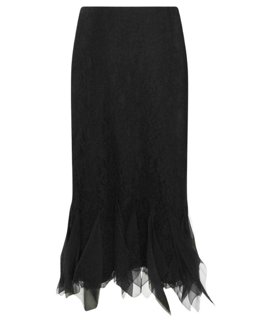 VALENTINO Черная шелковая юбка миди, фото 1