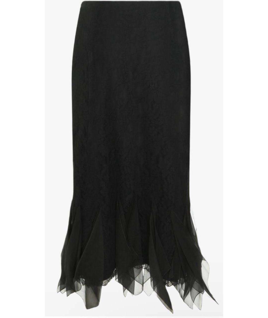 VALENTINO Черная шелковая юбка миди, фото 4