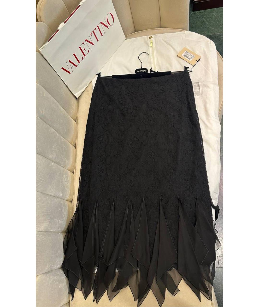 VALENTINO Черная шелковая юбка миди, фото 3