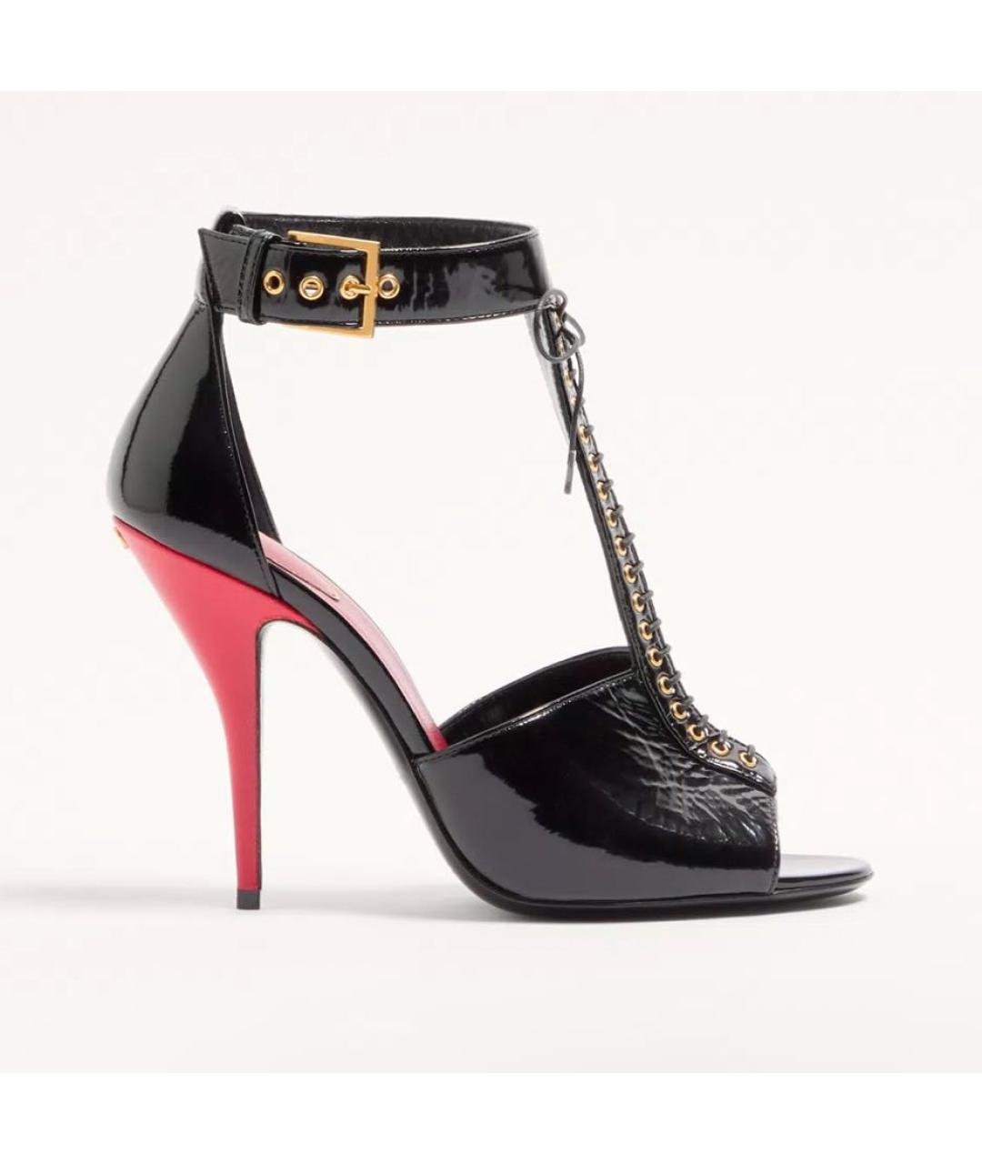 VALENTINO Черные кожаные босоножки, фото 4