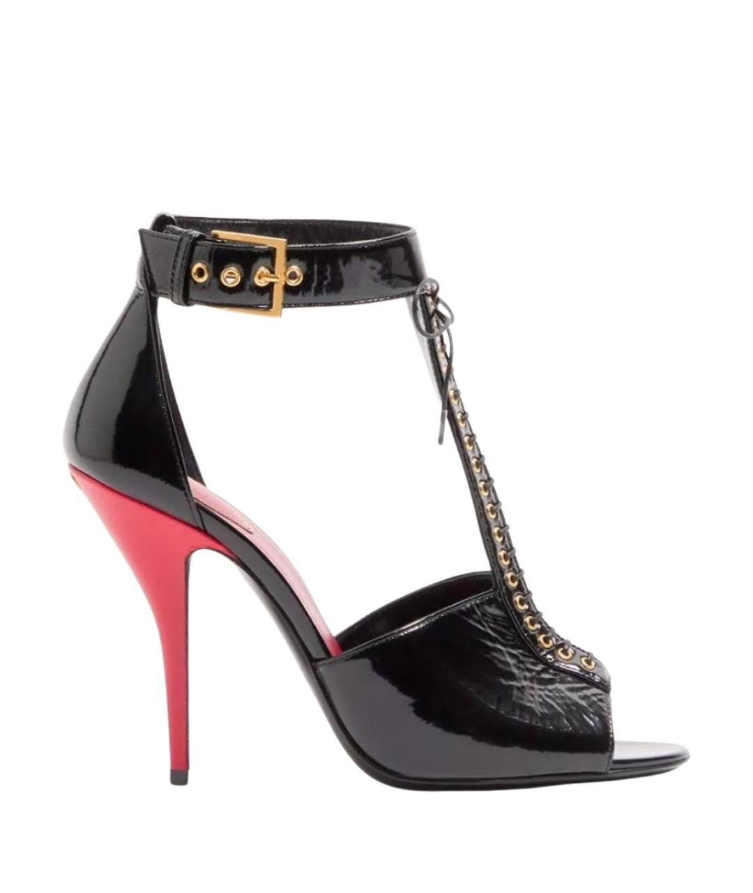 VALENTINO Черные кожаные босоножки, фото 1