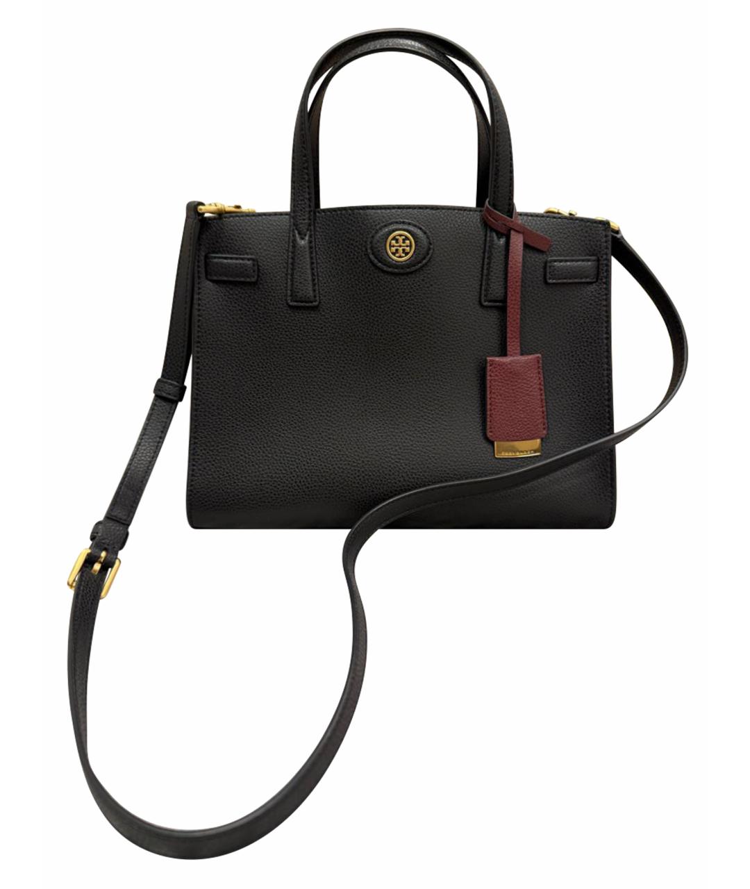 TORY BURCH Черная кожаная сумка тоут, фото 1