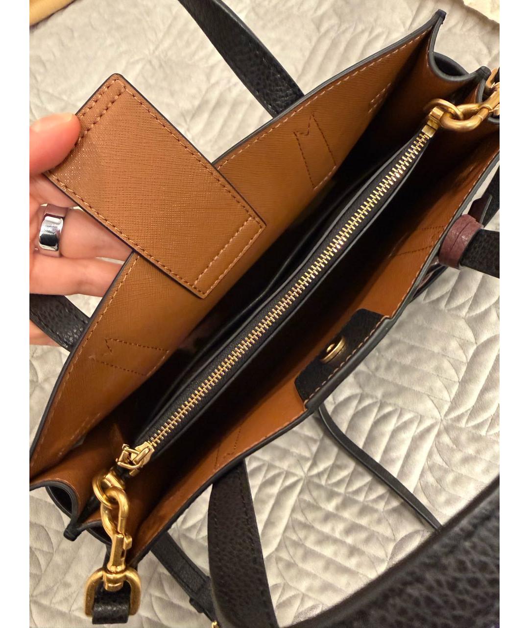 TORY BURCH Черная кожаная сумка тоут, фото 2