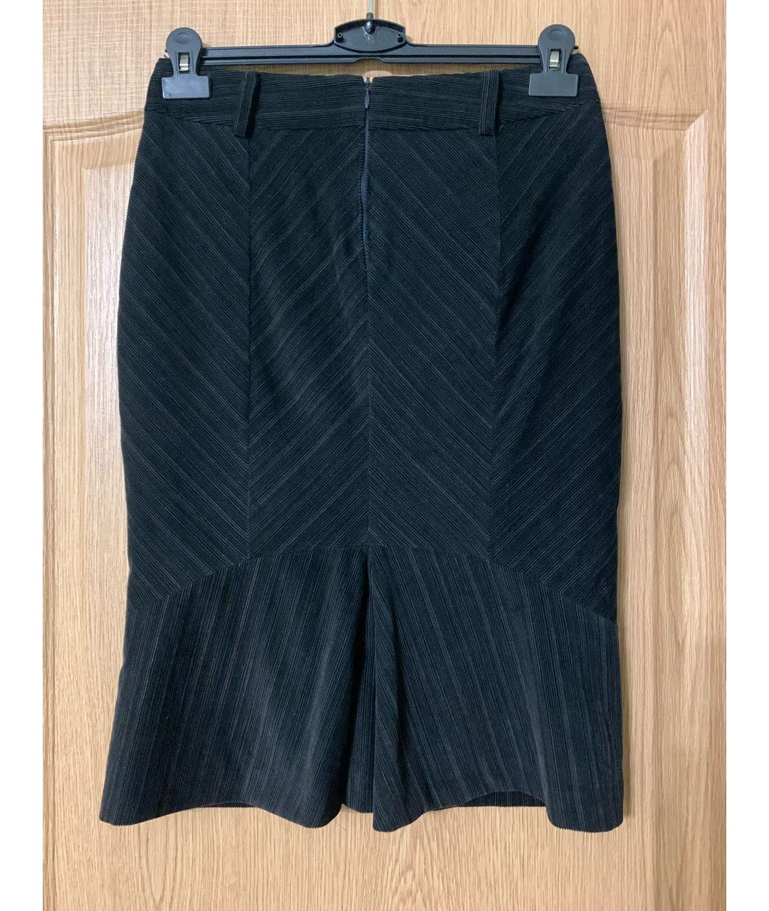 SPORTMAX Черная хлопковая юбка миди, фото 2