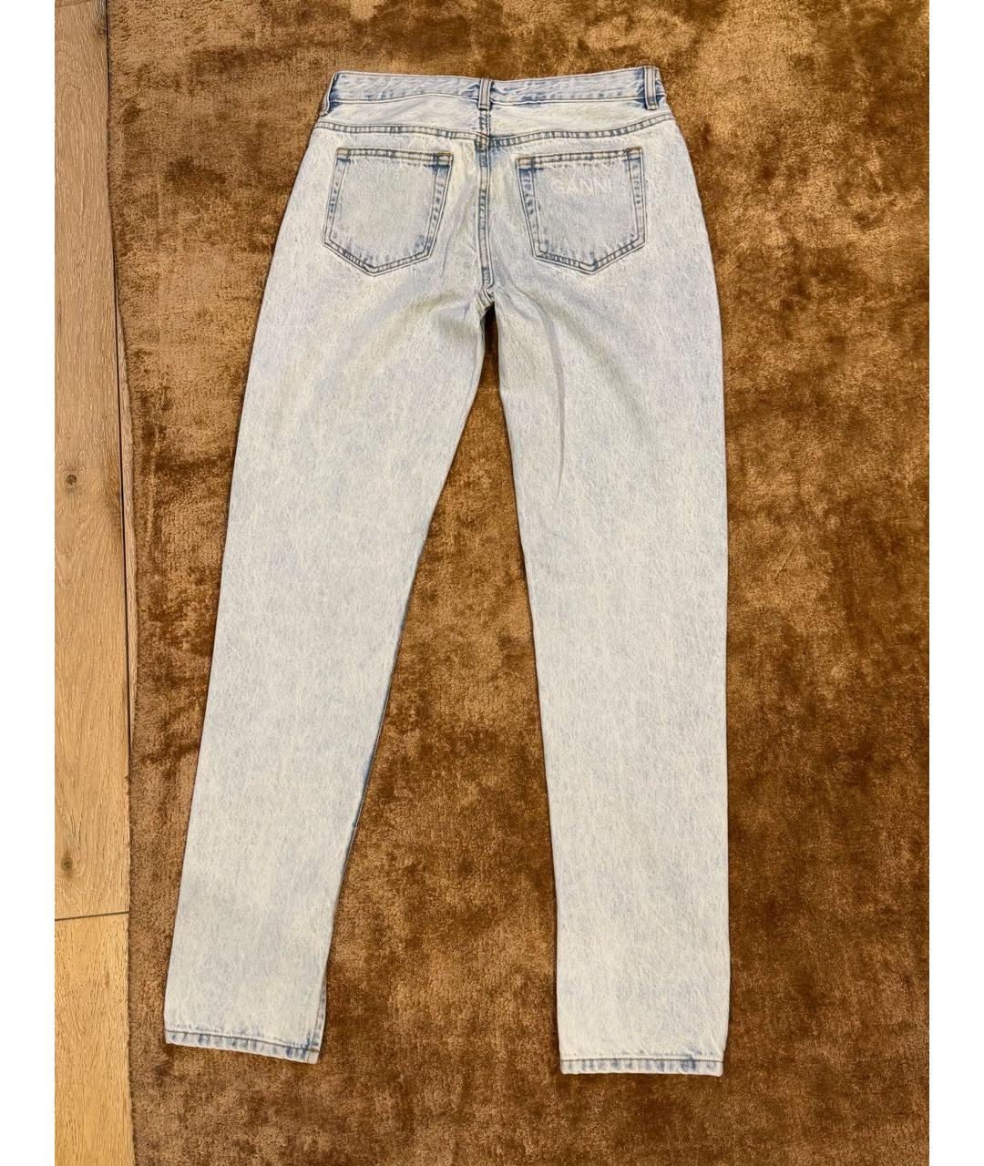 GANNI Голубые хлопковые прямые джинсы, фото 2